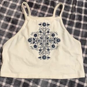 White floral cropped tank top